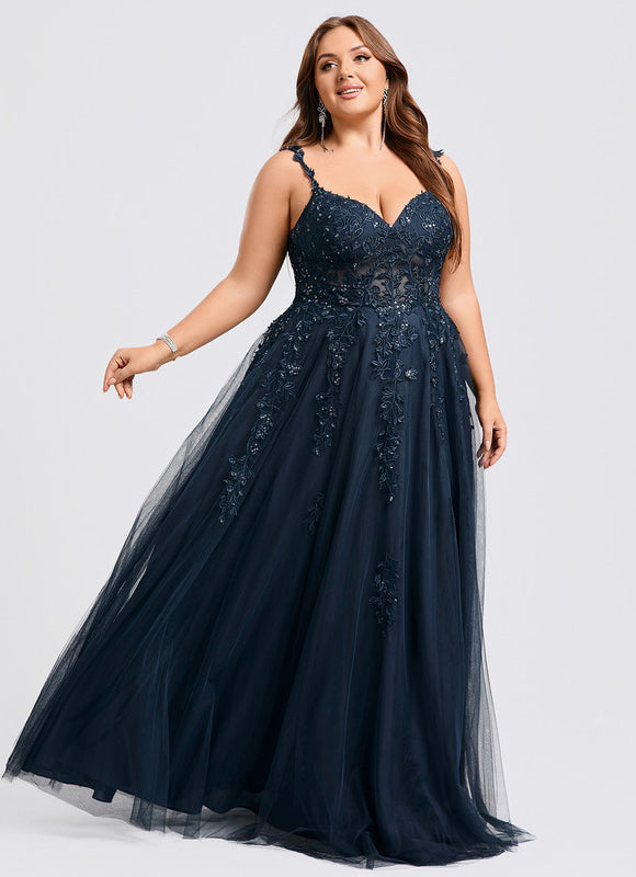 Robe Trapèze Bleu Lumineux Tulle - gallery 7