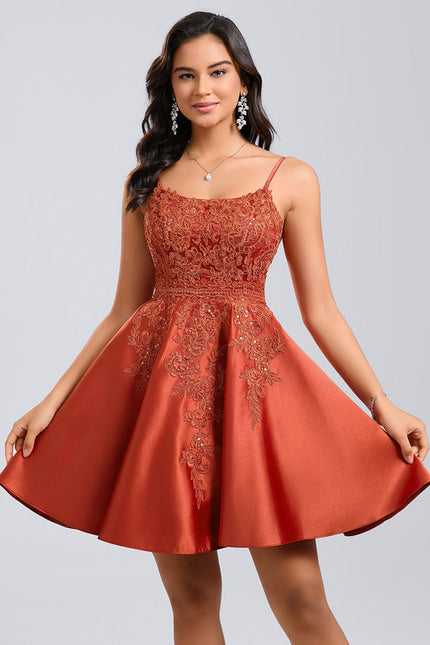 Robe Trapèze Satinée Écarlate
