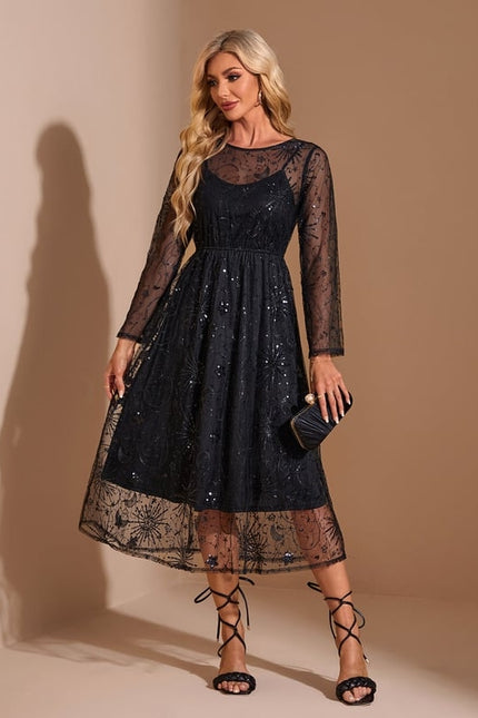 Robe Trapèze Noir Étoilé Chic - gallery 1