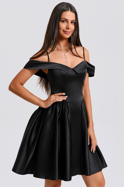 Robe Trapèze Satinée Ébène - gallery 3