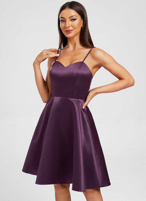 Robe Trapèze Cœur Satinée - gallery 4