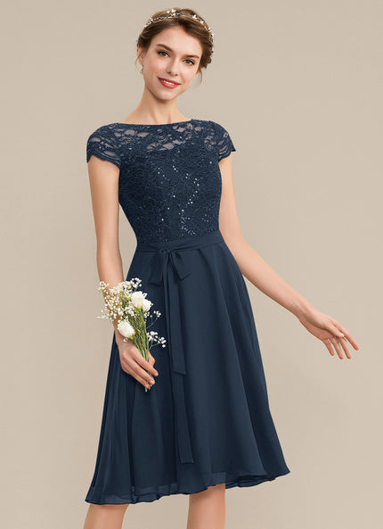 Robe Trapèze Bleu Marine Dentelle