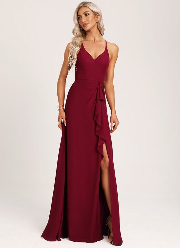 Robe Trapèze Longue Beige Élégante - gallery 5