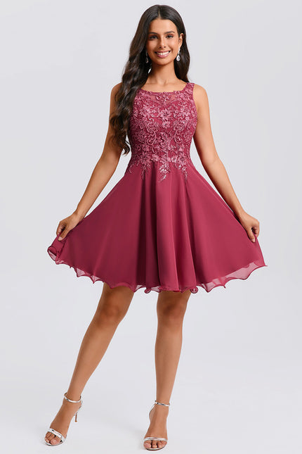 Robe Trapèze Cerise Élégante - gallery 4