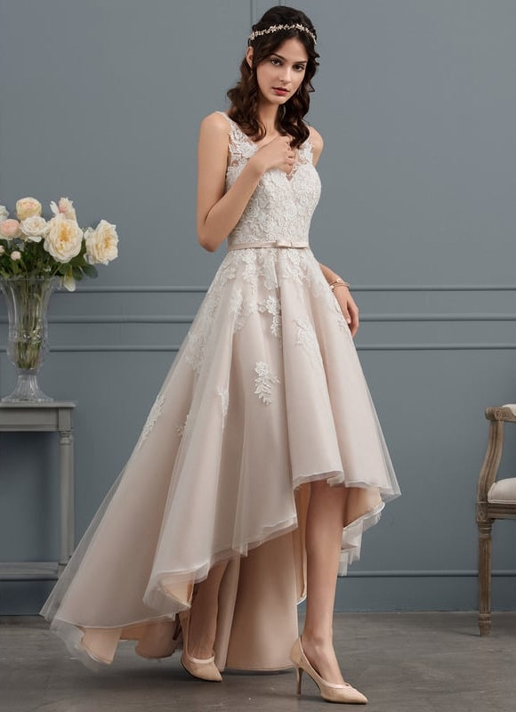 Robe Trapèze Lueur De Satin Rosé - gallery 1
