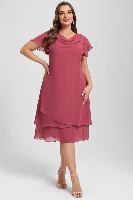 Robe Trapèze Satin Rosé - gallery 9