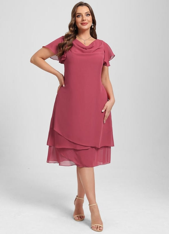 Robe Trapèze Satin Rosé - gallery 9