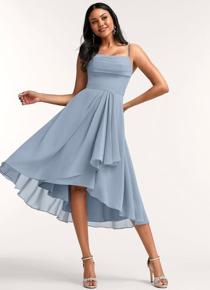 Robe Trapèze Mousseline Céleste