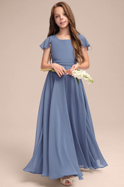 Robe Trapèze Mousseline Bleue