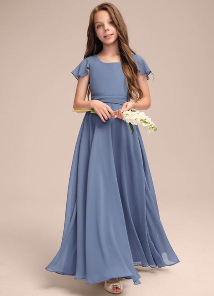 Robe Trapèze Mousseline Bleue