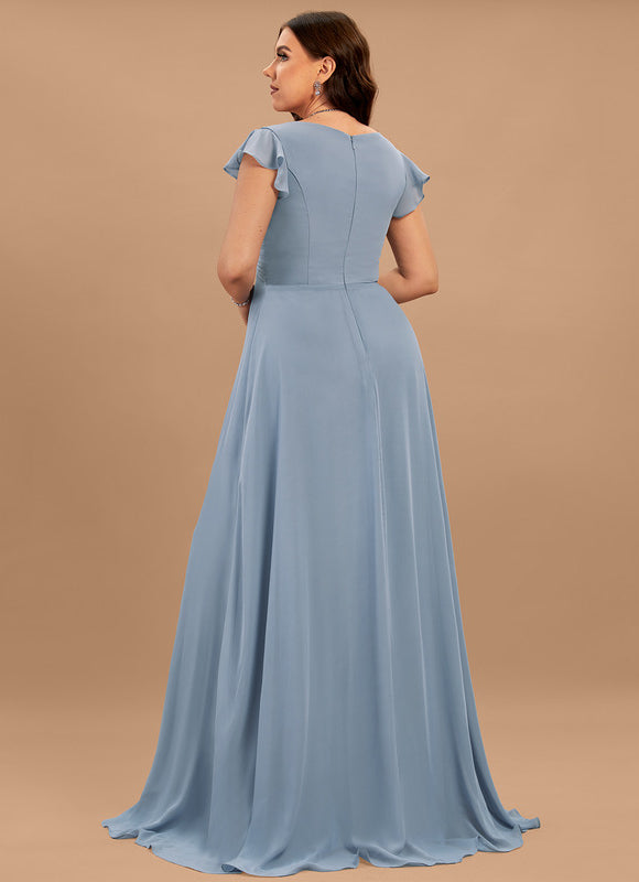 Robe Trapèze Mousseline Fendue - gallery 8