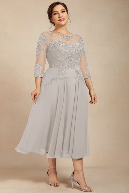 Robe Trapèze Gris Lumineux Élégance - gallery 9