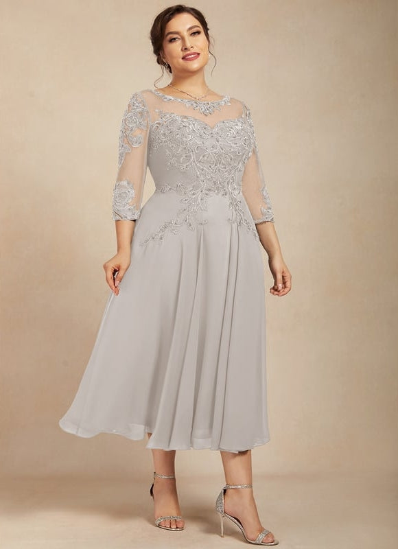 Robe Trapèze Gris Lumineux Élégance - gallery 9