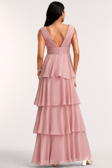 Robe Trapèze Longue Beige Élégante - gallery 3