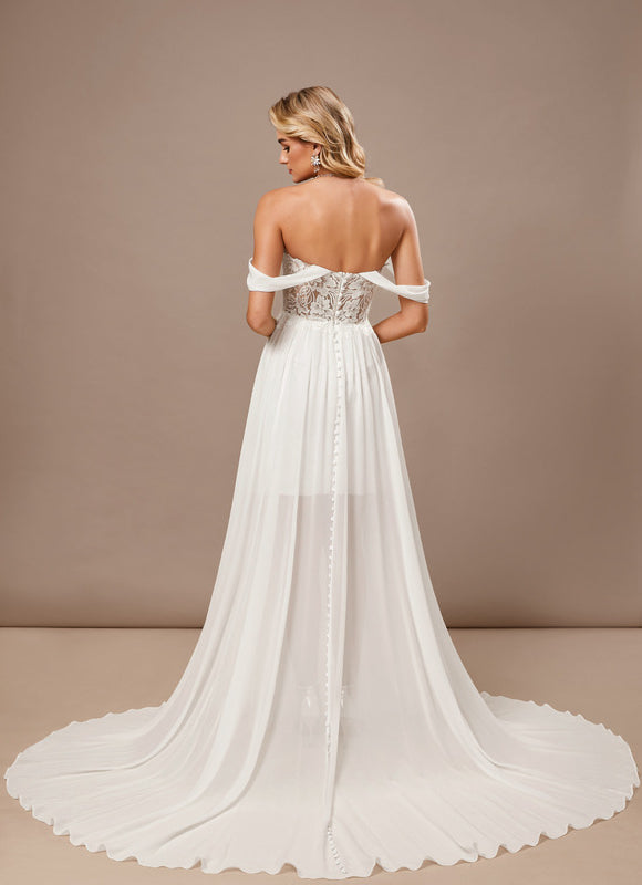 Robe Trapèze Élégance Blanche Vaporeuse - gallery 6