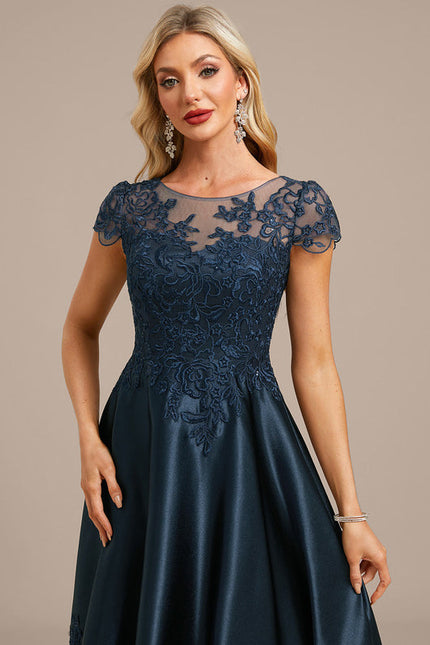 Robe Trapèze Satinée Marine Étoilée - gallery 1