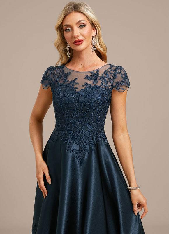 Robe Trapèze Satinée Marine Étoilée - gallery 1