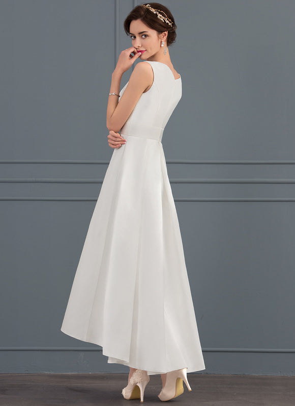 Robe Trapèze Blanche Satin Mariée - gallery 1