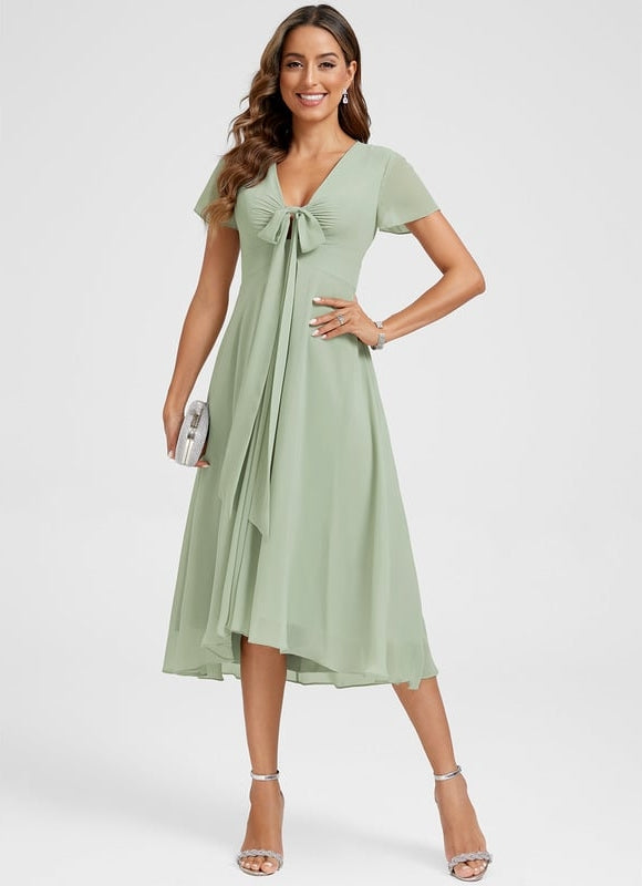 Robe Trapèze Flottante Verte - gallery 3