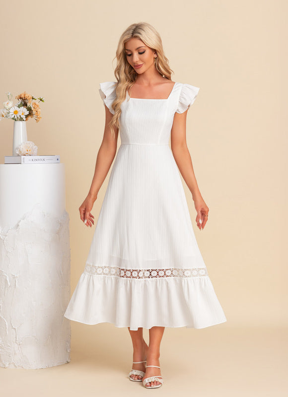 Robe Trapèze Flottante Blanche - gallery 2