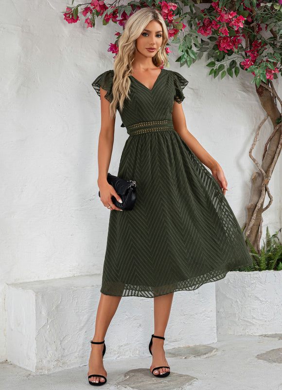 Robe Trapèze Feuille Émeraude - gallery 5