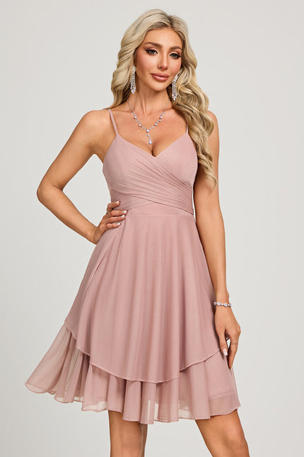 Robe Trapèze Rose Pastel Plissée - gallery 4