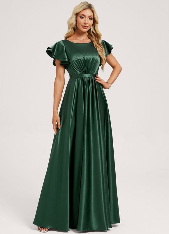 Robe Trapèze Éclat Vert Satiné - gallery 1