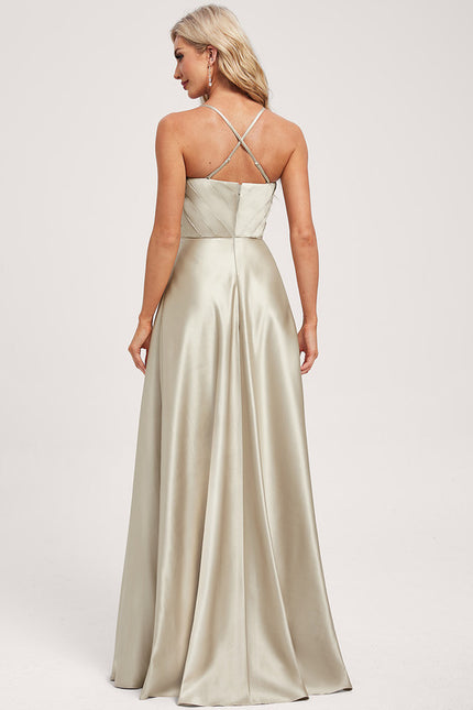 Robe Trapèze Satin Émeraude - gallery 4
