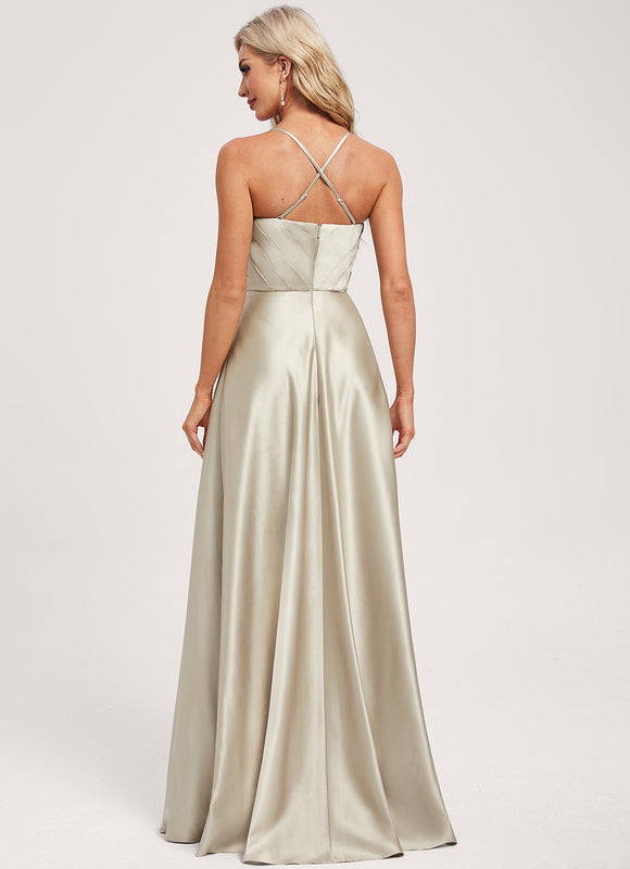 Robe Trapèze Satin Émeraude - gallery 4