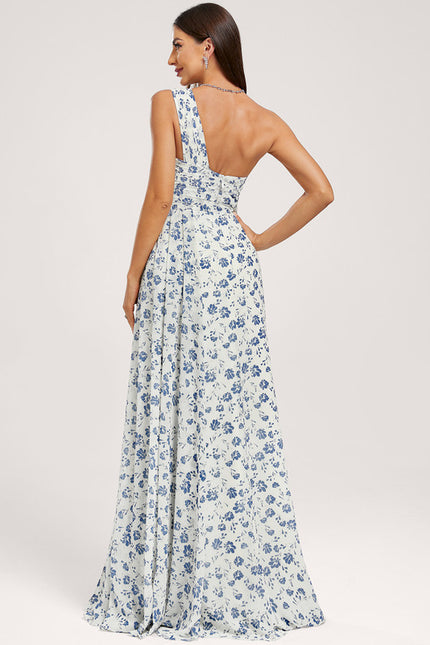 Robe Trapèze Asymétrique Beige - gallery 5