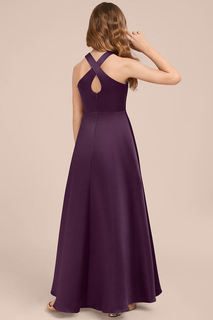 Robe Trapèze Satinée Prune - gallery 2