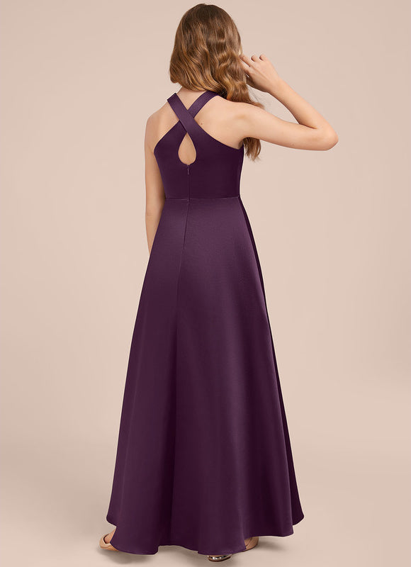 Robe Trapèze Satinée Prune - gallery 2