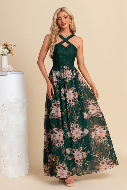 Robe Trapèze Émeraude Florale - gallery 6