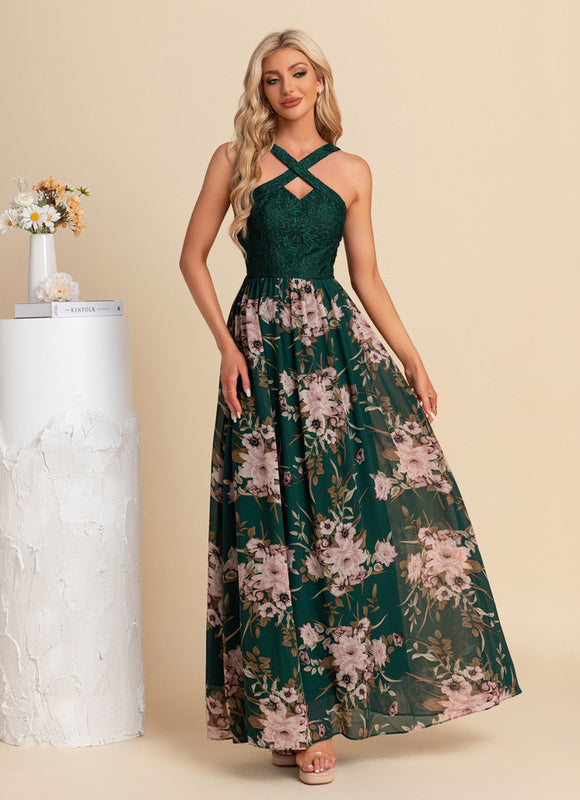 Robe Trapèze Émeraude Florale - gallery 6