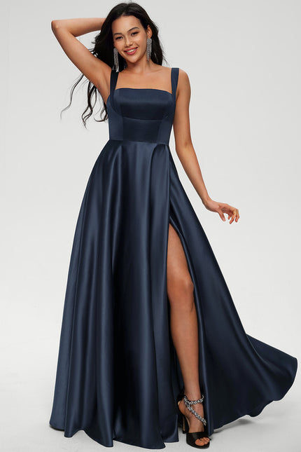 Robe Trapèze Nuit De Satin Profond - gallery 2