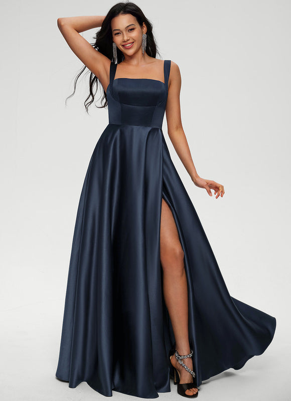 Robe Trapèze Nuit De Satin Profond - gallery 2