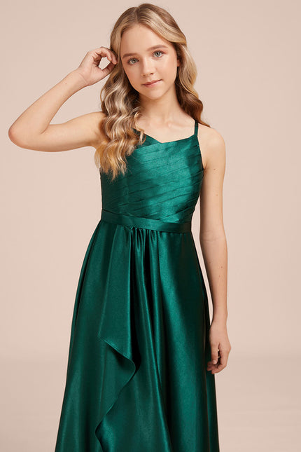 Robe Trapèze Satinée Longue Émeraude - gallery 4