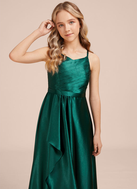 Robe Trapèze Satinée Longue Émeraude - gallery 4