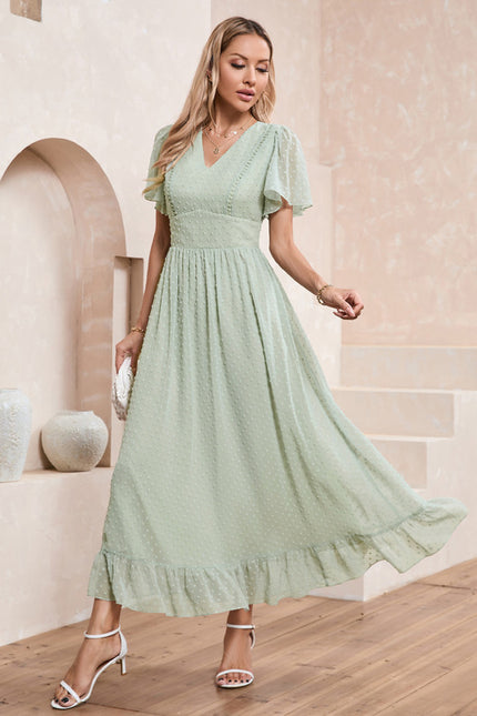 Robe Trapèze Verte Aérée - gallery 6