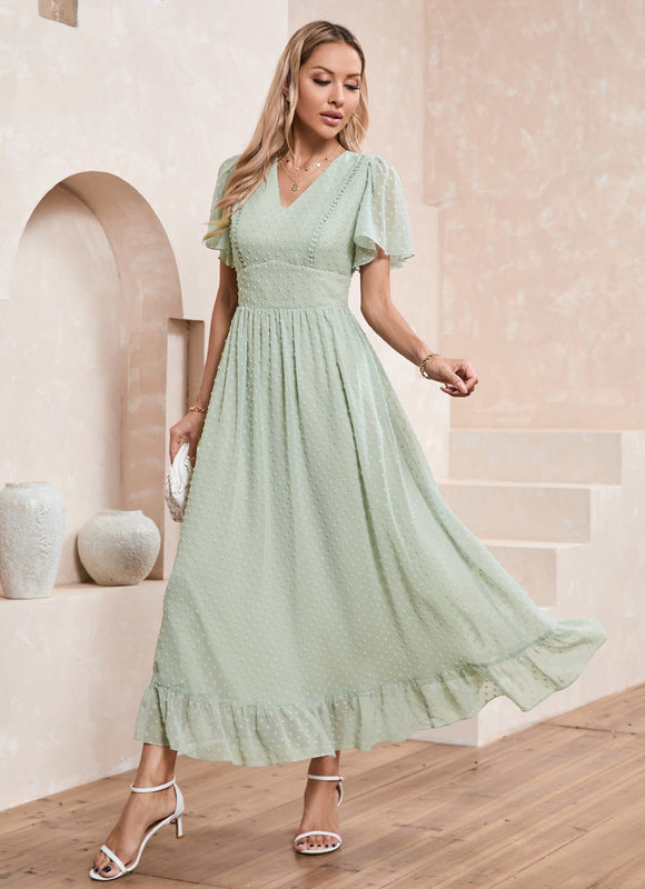 Robe Trapèze Verte Aérée - gallery 6