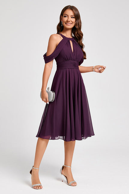 Robe Trapèze Chic Mousseline Violet - gallery 7