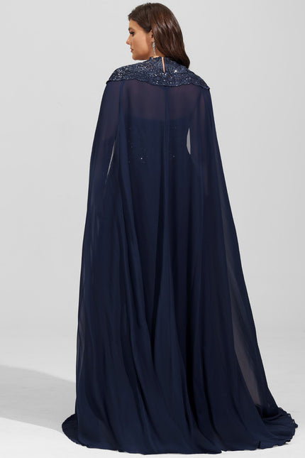 Robe Trapèze Bleue Marine Bal De Soirée - gallery 8