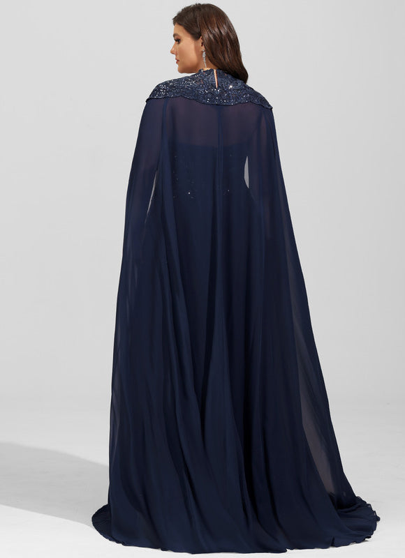 Robe Trapèze Bleue Marine Bal De Soirée - gallery 8