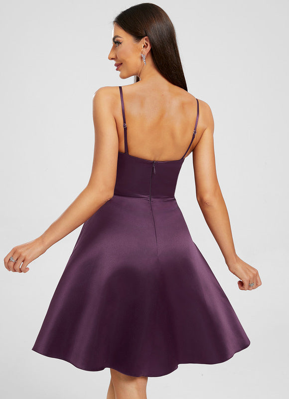 Robe Trapèze Cœur Satinée - gallery 1