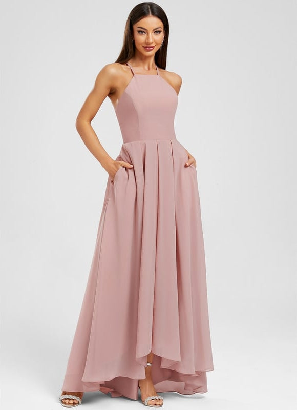 Robe Trapèze Mousseline Rose - gallery 2