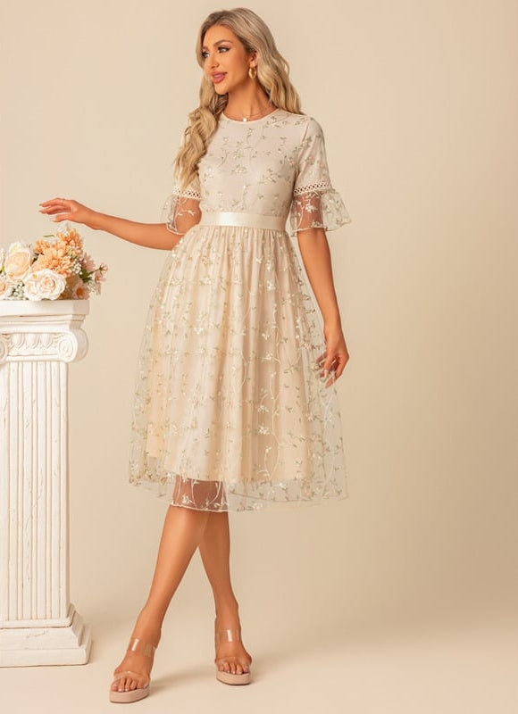Robe Trapèze Floral Évanescence - gallery 5