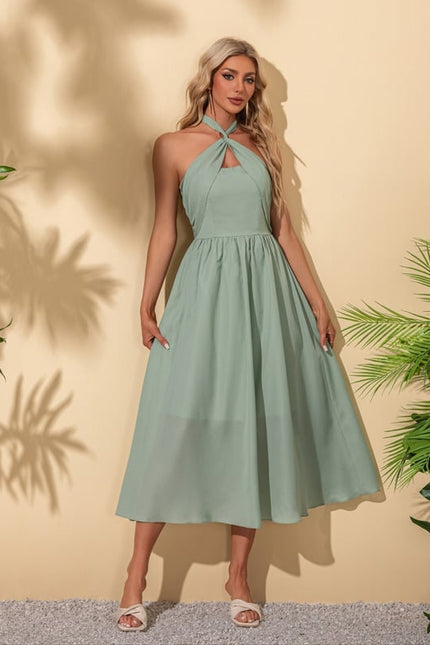 Robe Trapèze Élégance Sombre Midi - gallery 6