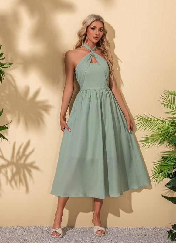 Robe Trapèze Élégance Sombre Midi - gallery 6