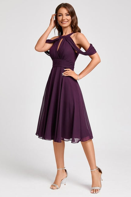 Robe Trapèze Chic Mousseline Violet - gallery 3