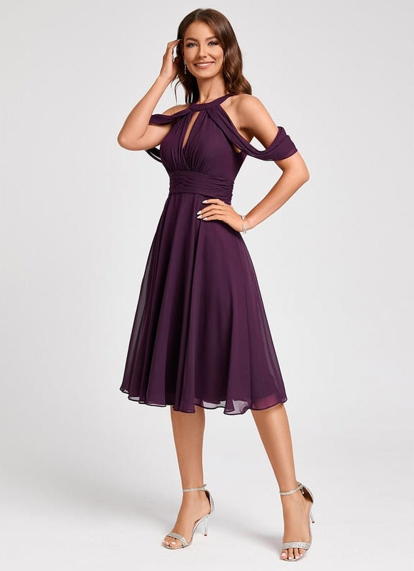 Robe Trapèze Chic Mousseline Violet - gallery 3